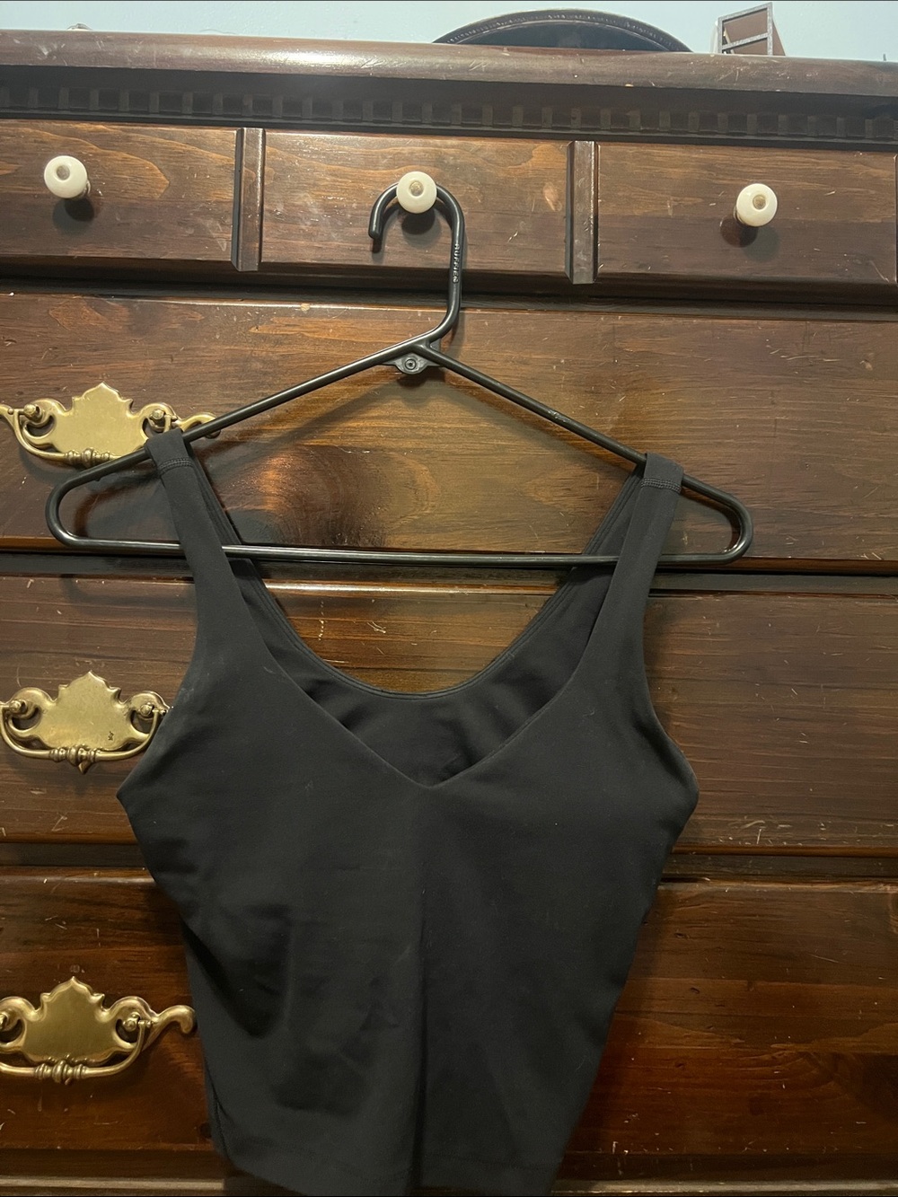 Lululemom Athletics Black Cropped Align V-Neck Tank Top